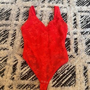 [ Red Lace Bodysuit